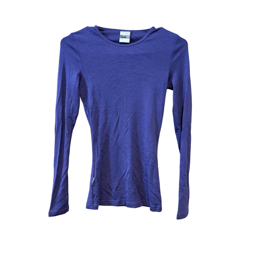 Icebreaker 100% Merino Wool Bodyfit Basics 200 Long Sleeve Thermal Top Purple XS